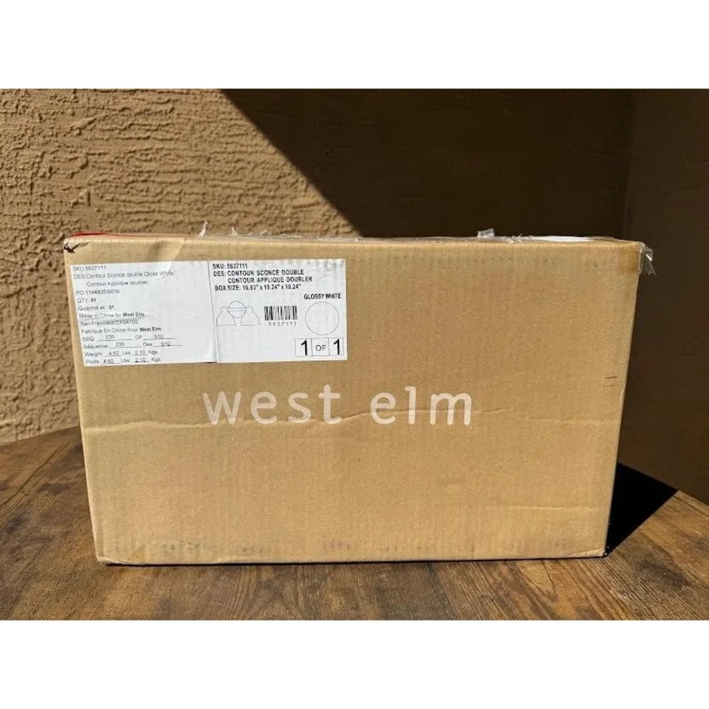 NIB West Elm Contour - White Double Vanity Mirror - Light